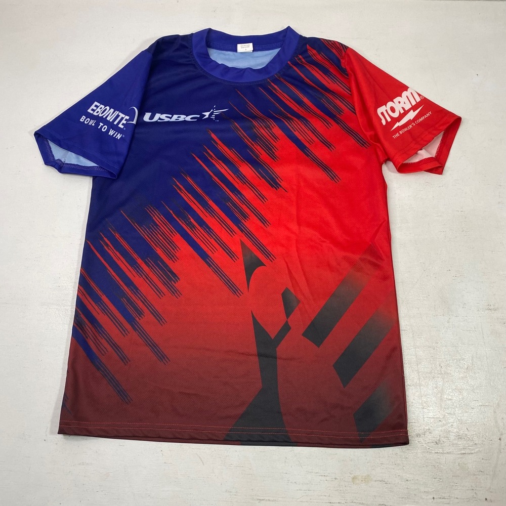 Parsons Kellogg USBC Bowling Jersey Mens Small Storm Ebonite Red Blue